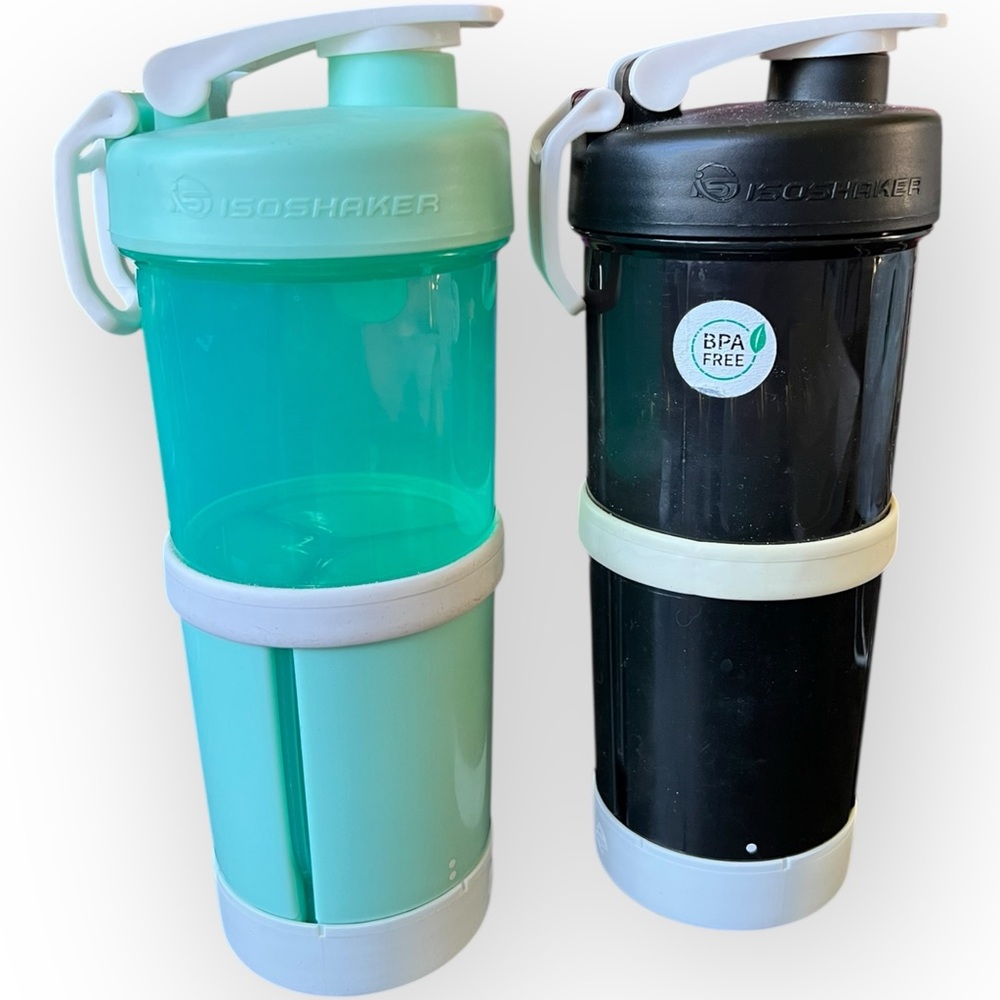 Isoshaker Dual Compartment Shaker Bottle Set - Mint and Black